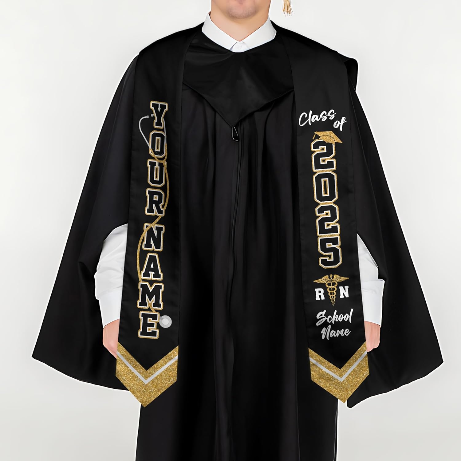 Pretyprints Custom Nurse Sash Graduation, RN Graduation Stole Gifts for Friends Nursing Student Senior Class Of 2025