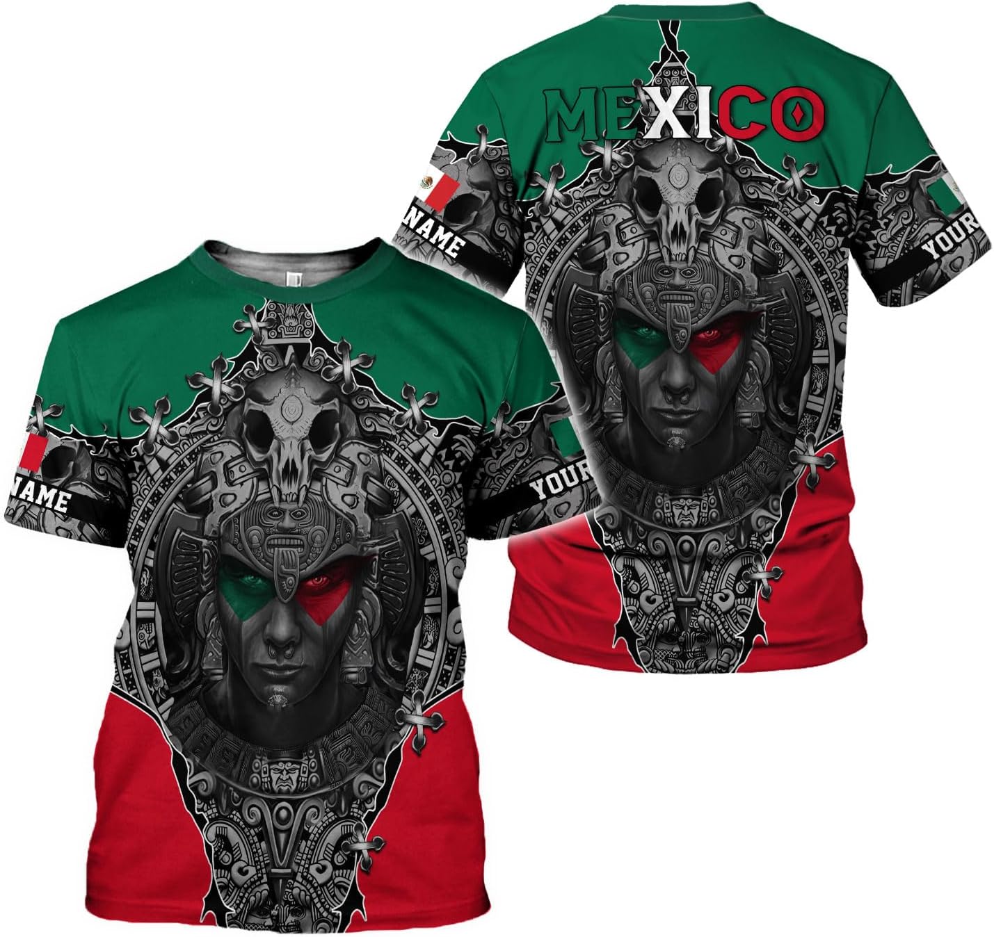 Mostprints Personalized Name Mexican Shirts for Men 3D, Customized Mexico Shirts for Men, Mexico Shirts for Women Mexico Shirt