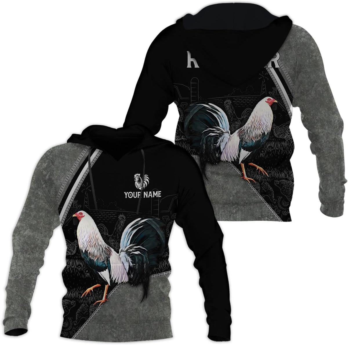Mostefy Personalized Name Rooster Hoodie 3D, Gallos De Pelea, Chicken Sweatshirt, Chicken Hoodie for Men and Women S-5XL