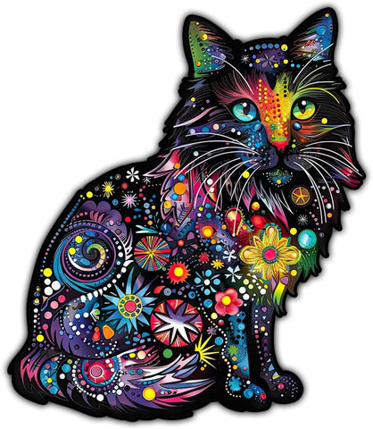 (3Pcs) Cat Funky Colors Glow Vinyl Bumper Decal Sticker, Cat Bumper Stickers, Color Cats Decal- Stickers for Laptop Water Bottle Phone Car Window Helmet 3" (DR Cat 1)