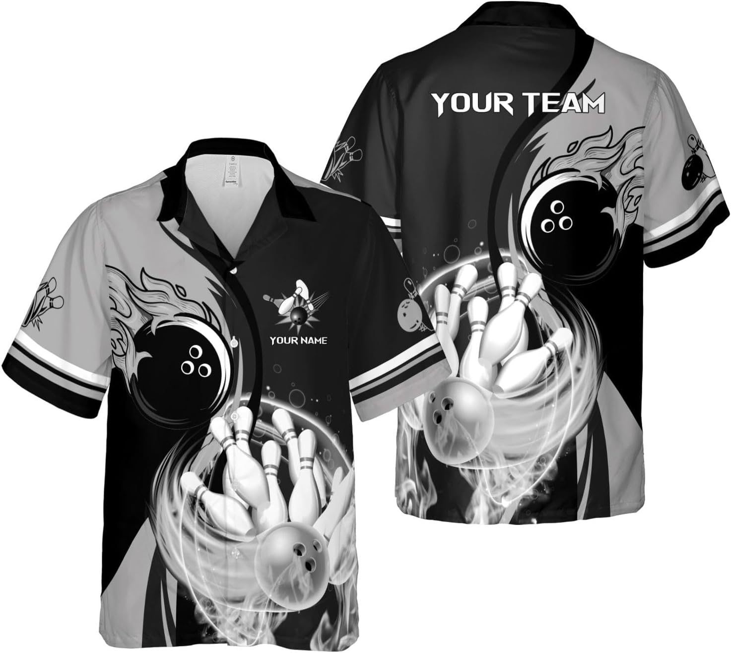 Rivelus Personalized Name Bowling Hawaii Shirts for Men and Women 3D, Bowling Shirts for Team Bowling, Bowling Shirts Gift