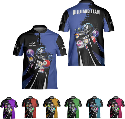 Artparel Personalized Billiard Jersey 3D Billiard Shirts for Men Billiard Bowling Jersey Billiards 9 Ball Pool Shirts for Men