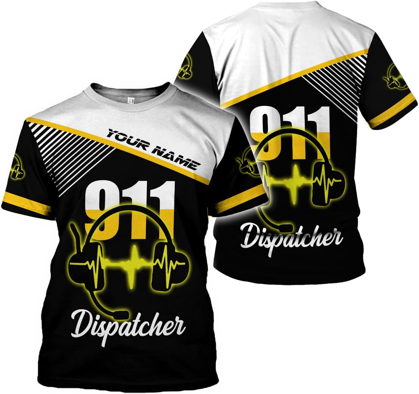 Personalized Name Dispatcher Thin Yellow Line US Flag Dispatcher T-Shirt, Custom Name Dispatcher T Shirts for Men and Women
