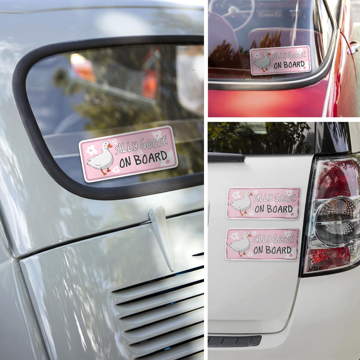 3 Pcs Silly Goose on Board Decal, Silly Goose Decal, Funny Goose Car Sticker, Goose Lover Sticker, Decal 5"x5" Vinyl Sticker for Car Window, Laptop, Bumper, Truck, Waterproof Goose Decal
