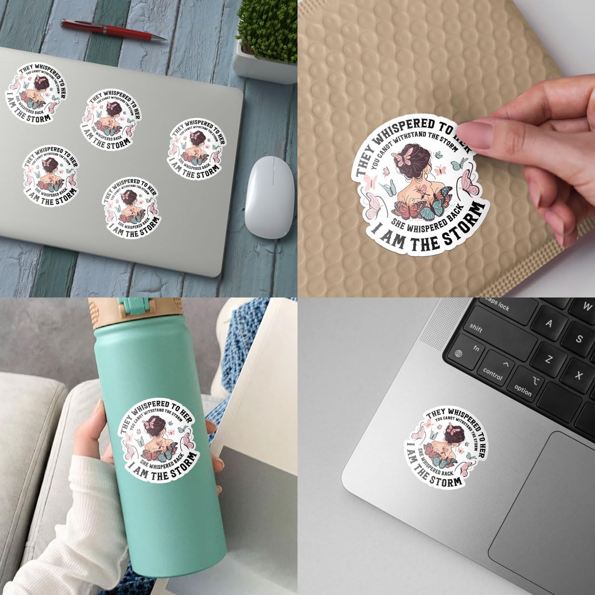 3Pcs They Whispered to Her You Can Not Withstand The Storm She Whispered Back I Am The Storm Vinyl Sticker, They Whispered to Her Sticker - Sticker for Laptop Water Bottle Car Phone Hard Hat 3"