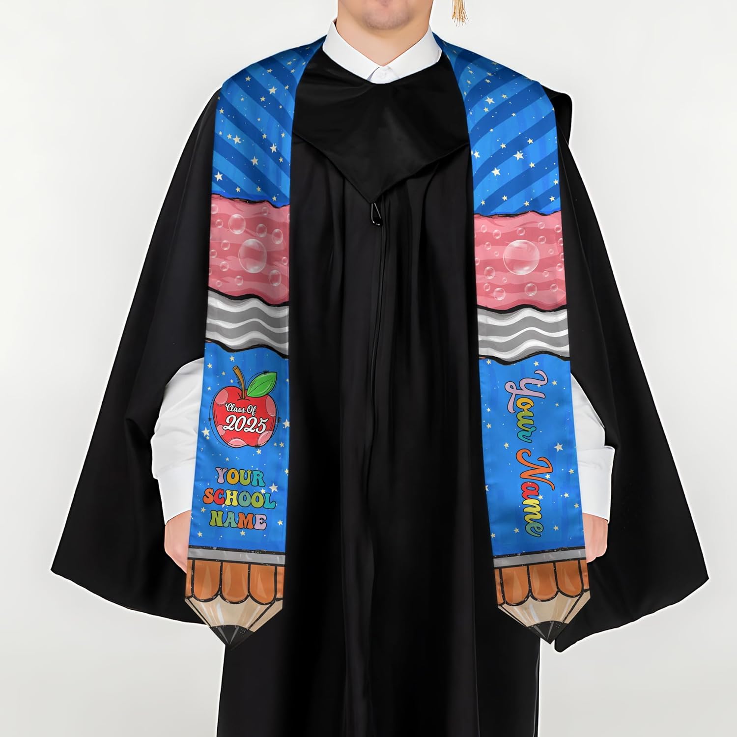 Pretyprints Personalized Class Of 2025 Teacher Graduation Stole Custom Teacher Pencil Graduation Sash Gift College Graduation