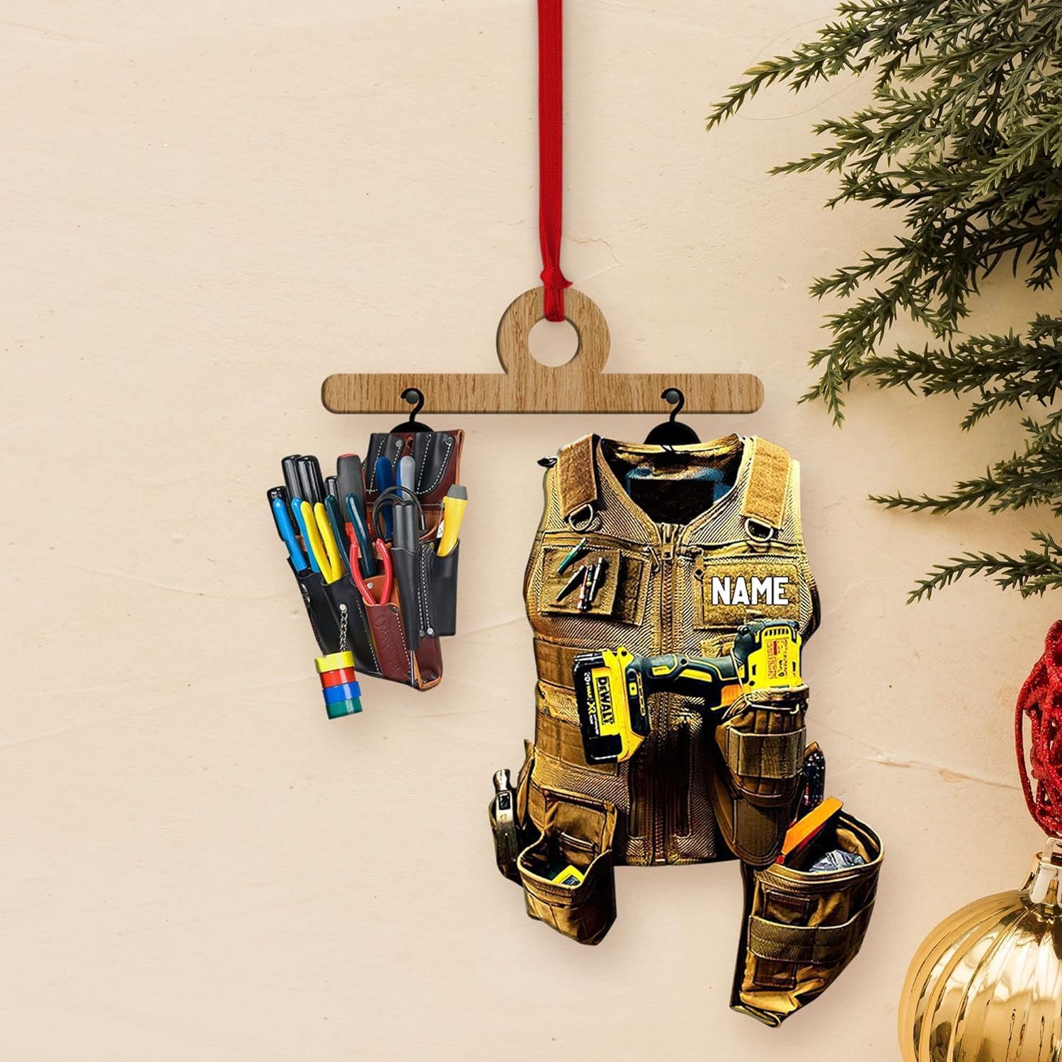 Royal Fight Personalized Electrician Ornament, Electrician Tool Bag Outfit Christmas Ornament, Electrician Christmas Ornament, Gifts for Electrician, Electrician Outfit Christmas Ornament (ELT 11)