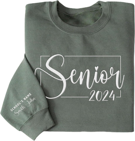 MAPrints Personalized Senior 2024 Embroidered Sweatshirt Gift, Graduation Class Of 2024 School Senior Embroidery Sweatshirt