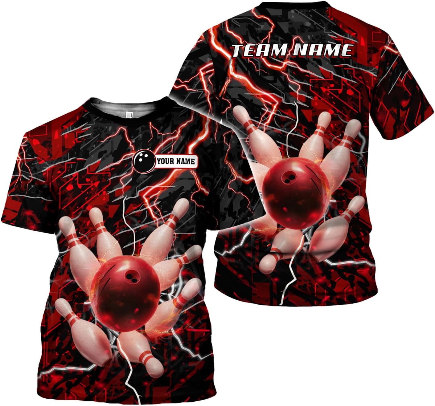 Rivelus Personalized Name Bowling Shirts for Men and Women 3D, Bowling Shirts for Team Bowling, Bowling Shirts Gift