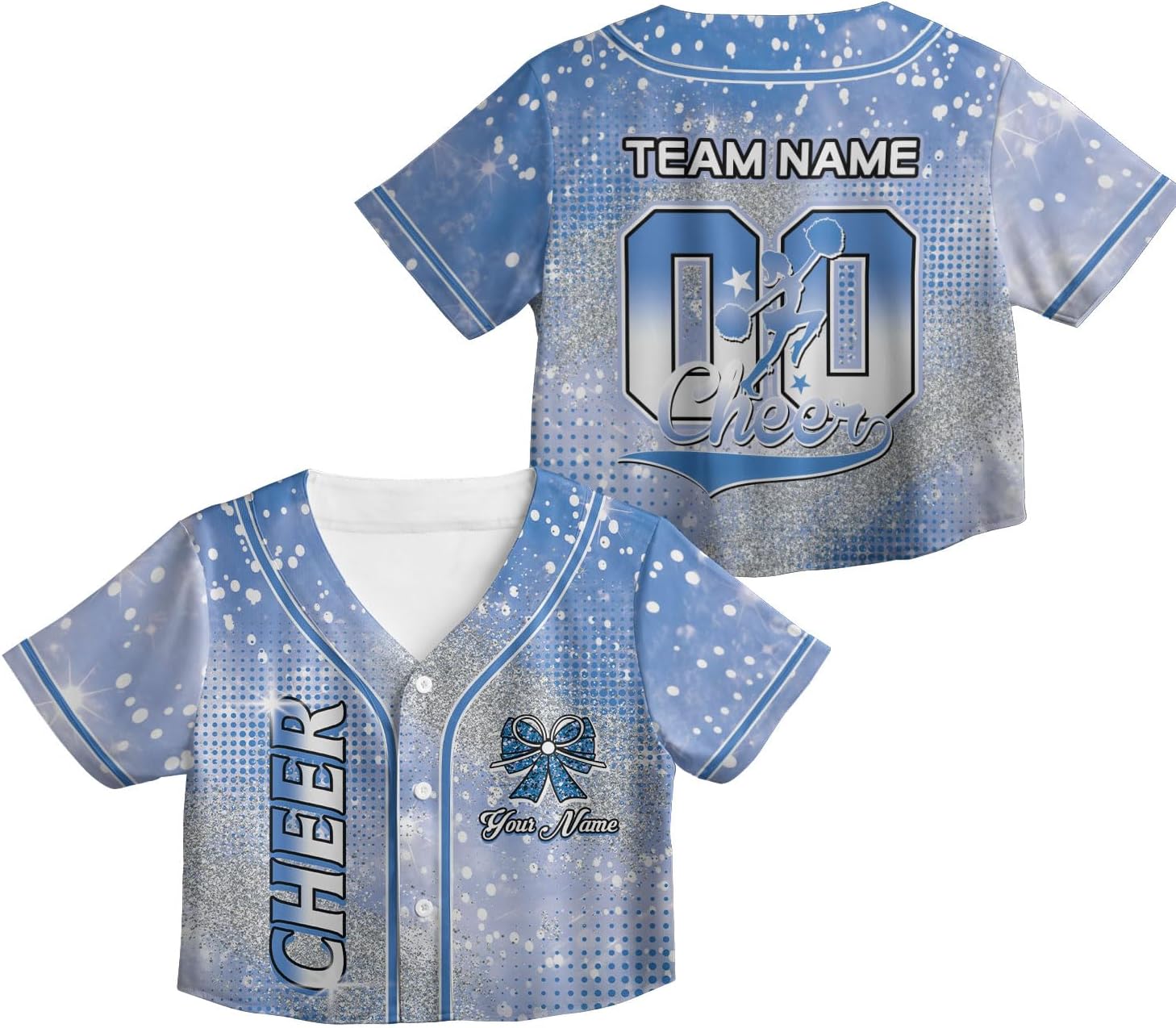 Personalized Cheerleading Team Baseball Jersey, Cheer Coach Jersey Gifts, Cheer Shirt Uniforms, Glitter Jersey S-5XL