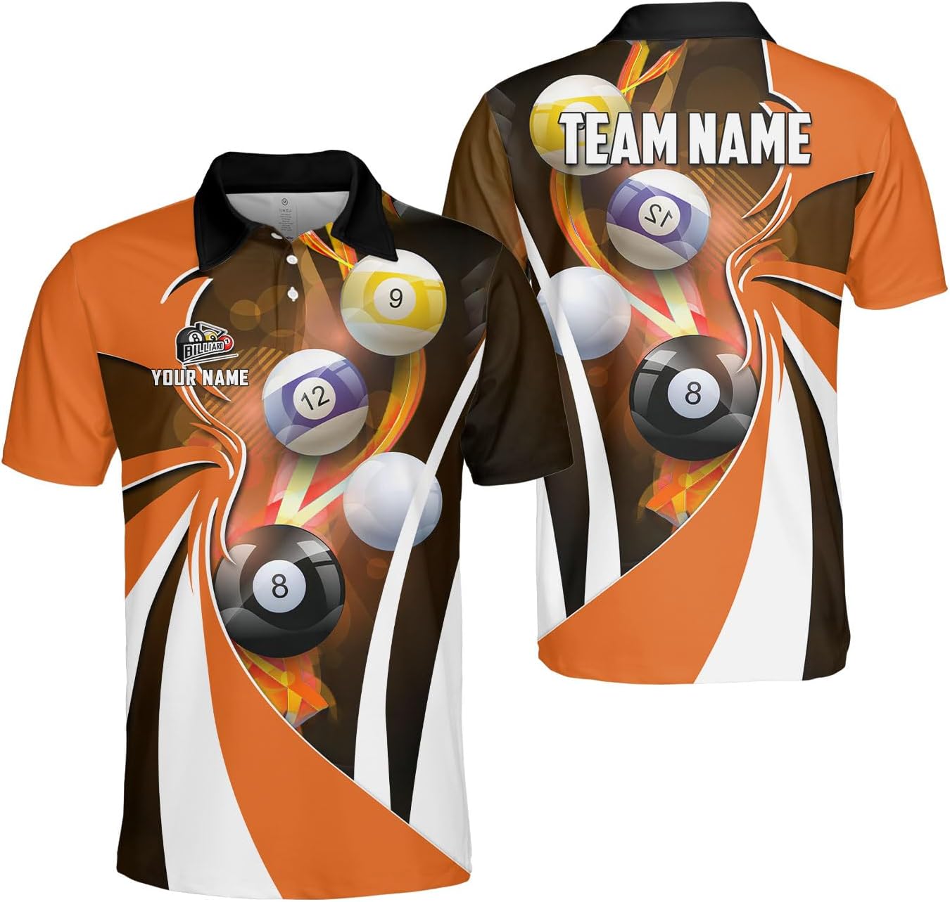 Ligthuy Personalized Billiard Polo 3D, 8 Ball Shirt, Billiards Shirts for Men, Billiard Gifts for Men and Women S-5XL