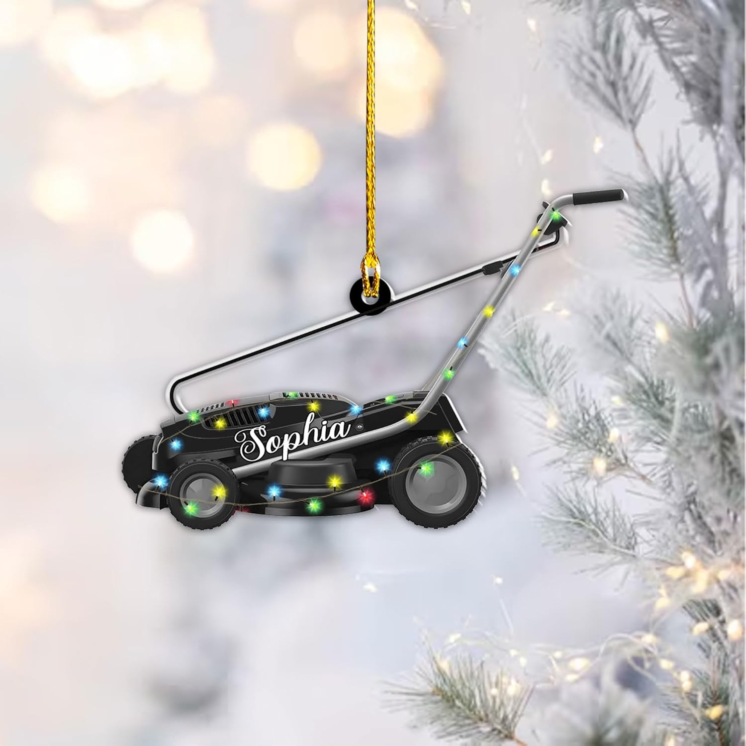 Personalized Lawn Mowers Christmas Ornaments 2024, Push Mower Ornament, Lawnmower Acrylic Wood 2D Flat Ornaments, Riding Lawn Mower Christmas Tree Decorations, Large Lawn Ornaments for Xmas (GLM 3)