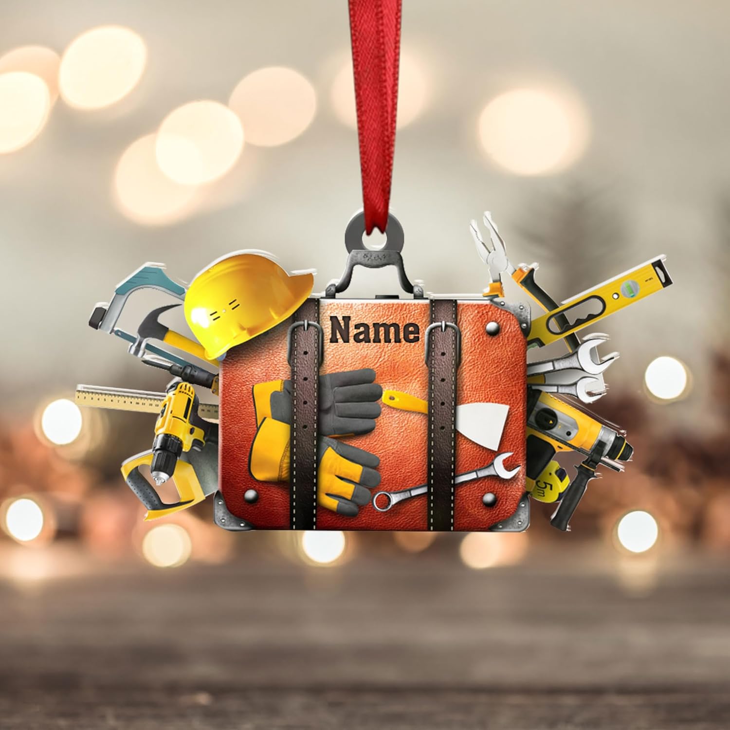 Personalized Construction Ornaments for Christmas Tree 2024, Construction Tree Ornaments Construction Ornament, Construction Tool Box Hard Hat Heavy Equipment Xmas Gift for Blue Collar Workers (W17)