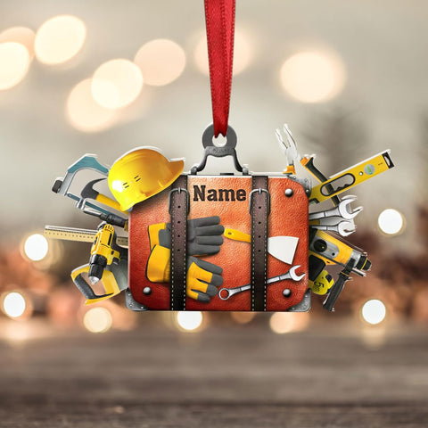 Personalized Construction Ornaments for Christmas Tree 2024, Construction Tree Ornaments Construction Ornament, Construction Tool Box Hard Hat Heavy Equipment Xmas Gift for Blue Collar Workers (W17)