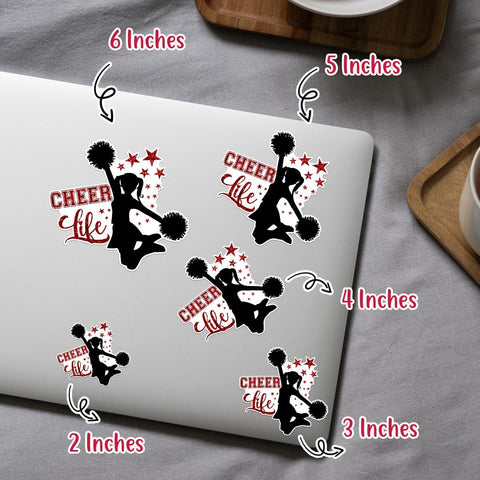 (3Pcs) Cheer Life Cheerleader Decal Vinyl Sticker, Cheerleading Stickers, Cheer Stickers, Cheerleader Decorations, Cheerleader Jump Sticker- Stickers For Laptop Water Bottle Phone Car Window Helmet 3"