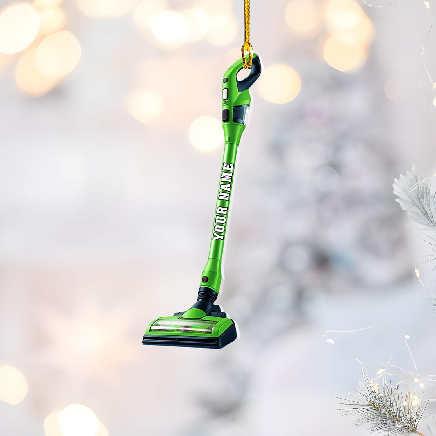 Customized Vacuum Cleaner Christmas Ornament, Cleaning Tools Ornament for Christmas Tree, Gift for Housewife Housekeeper, Holiday Xmas Tree Hanging Decor for Mom Woman Wife (Acrylic, Style 6)