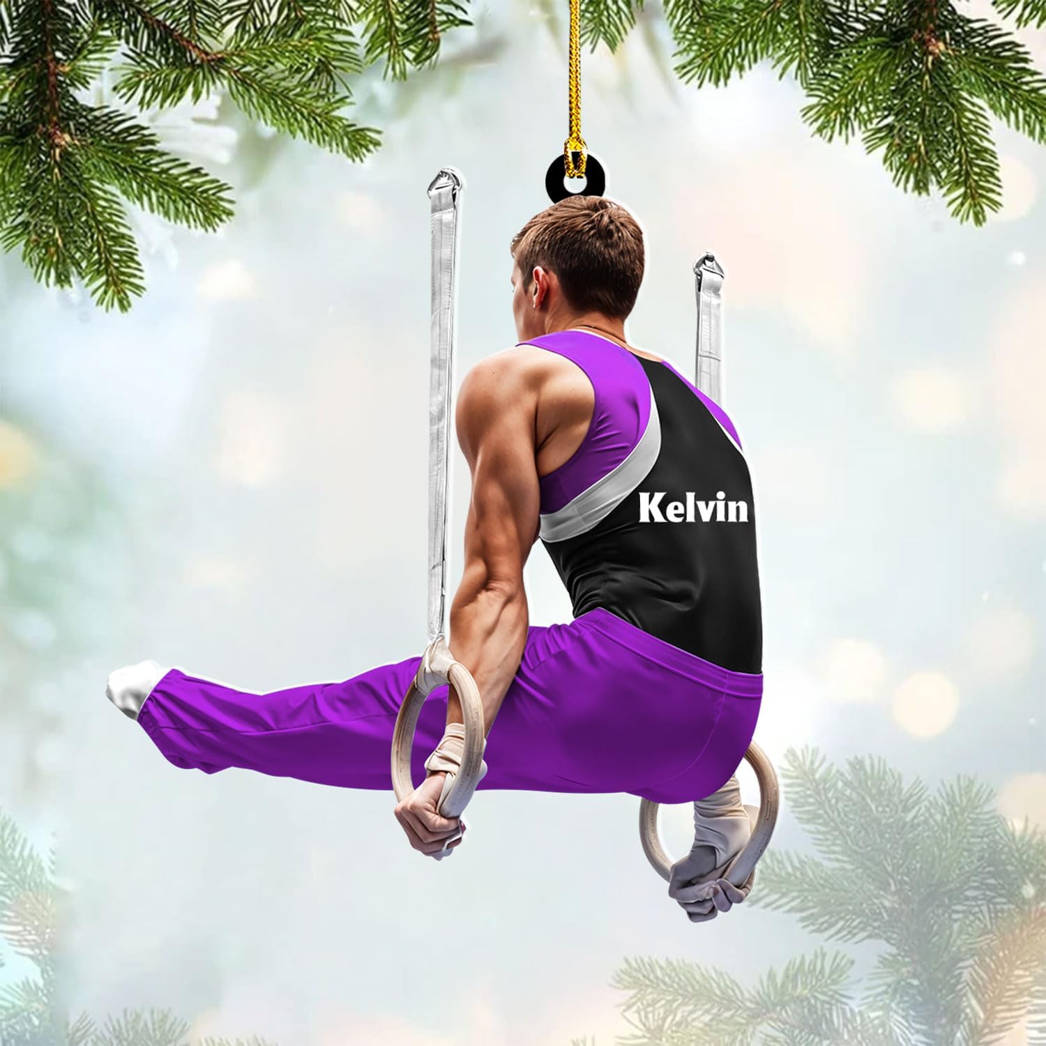 Personalized Gymnastics Christmas Ornament, Gymnast Gymnastics Ornament with Name, Gymnastics Sports Ornament Gift for Xmas Gymnastics Fans Coach Men Women, Gymnast Christmas Ornament (GNT9.3)