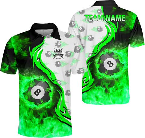 Ligthuy Personalized Billiard Polo 3D, 8 Ball Shirt, Billiards Shirts for Men, Billiard Gifts for Men and Women S-5XL