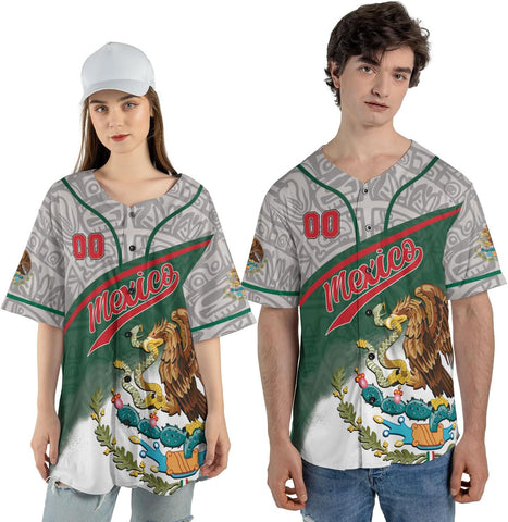 Mostprints Custom Mexico Baseball Jerseys Mexican Eagle & Flag Shirt for Teams, Mexico Shirts for Men & Women Size S-5XL