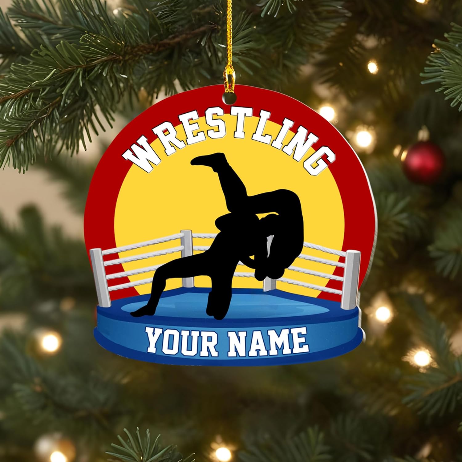 Personalized Wrestling Christmas Ornament 2024 Wrestling Christmas Ornament Gift for Wrestling Player Wrestling Christmas Tree Ornaments for Boys or Girls (Acrylic, Style 5)