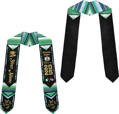 Pretyprints Custom Nigerian Graduation Sash, Nigeria Graduation Stole Customize, Nigerian American Flag Graduation Sash 2025