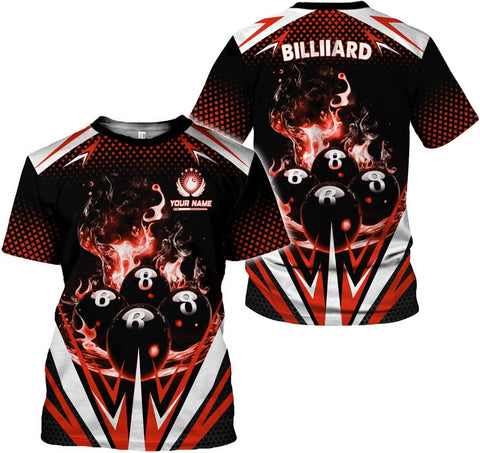 AOVL Personalized Billiard Shirts 3D Billiard Shirt Custom Billiard Flag Shirt Men's Pool Billiards Shirt 8 Ball Men Women