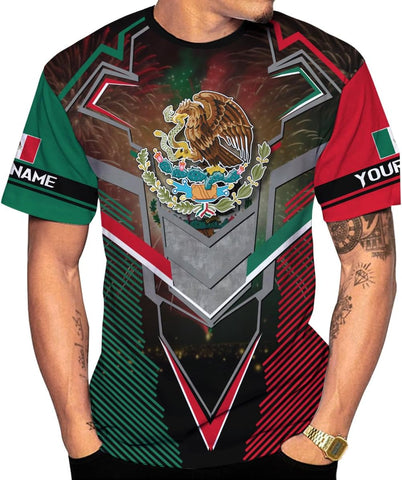 Mostprints Personalized Name Mexican Shirts 3D Customized Mexico Shirt US Flag, Mexican Shirts for women Unisex