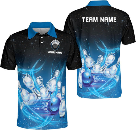 Ligthuy Personalized Name Bowling Polo Shirts 3D for Men and Women, Bowling Shirt, Bowling Shirts for Men Team Bowling Shirt