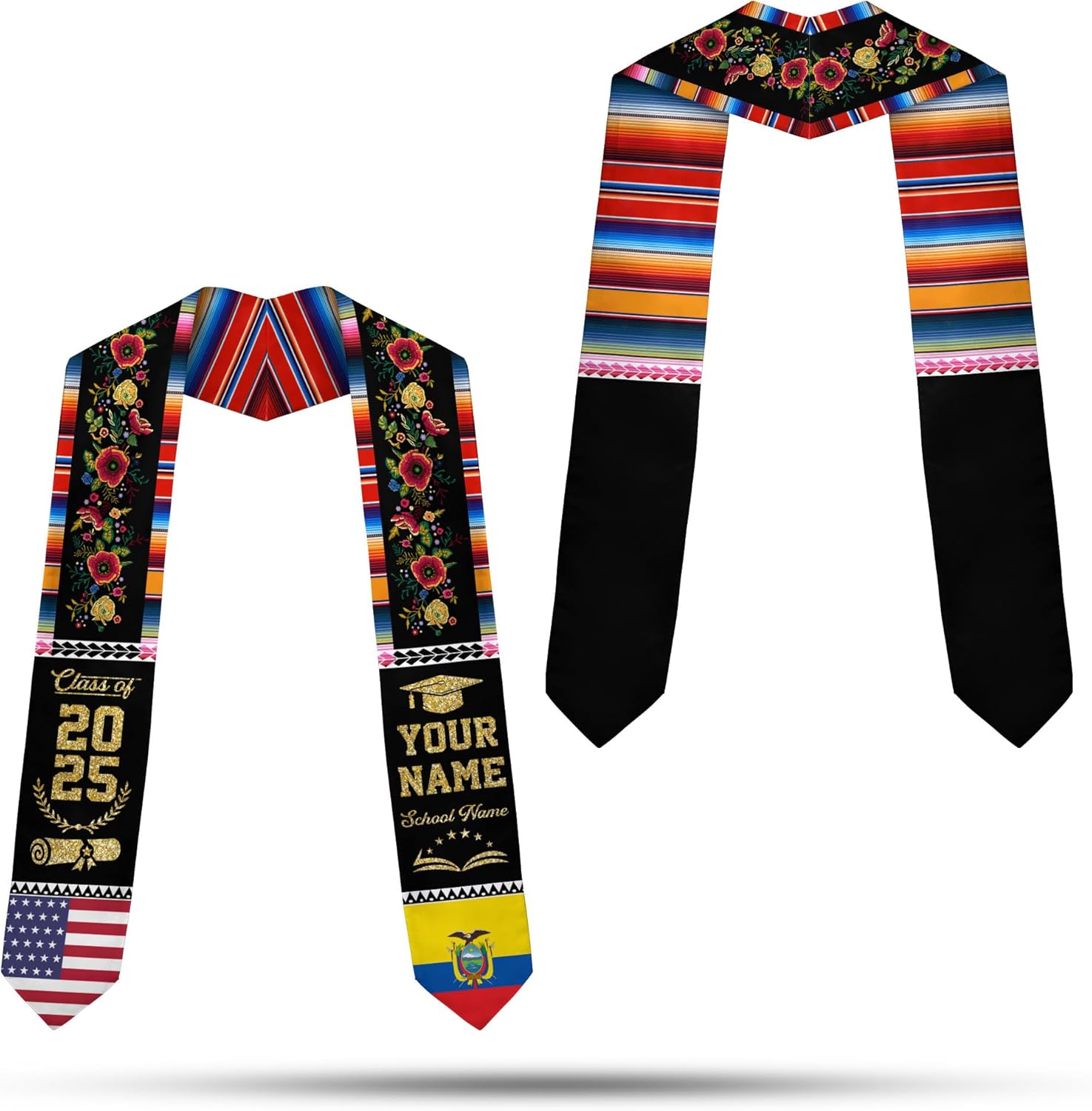 Pretyprints Ecuador Graduation Stole, Ecuadorians American Flag Graduation Sash 2025, Ecuadorians Graduation Sash