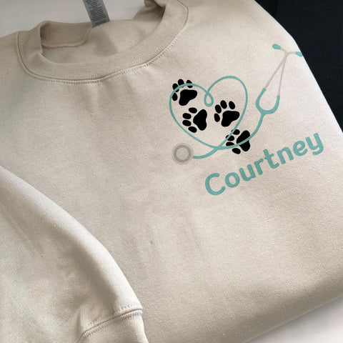 Personalized Veterinarian Embroidered Sweatshirt, Custom Vet Tech Shirt, Veterinary Technician Week Gifts, Veterinary Gifts