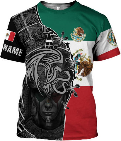 Mostprints Personalized Name Mexican Shirts 3D Customized Mexico Shirt US Flag, Mexican Shirts for women Unisex