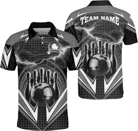 Ligthuy Personalized Name Bowling Polo Shirts 3D for Men and Women, Bowling Shirt, Bowling Shirts for Men Team Bowling Shirt