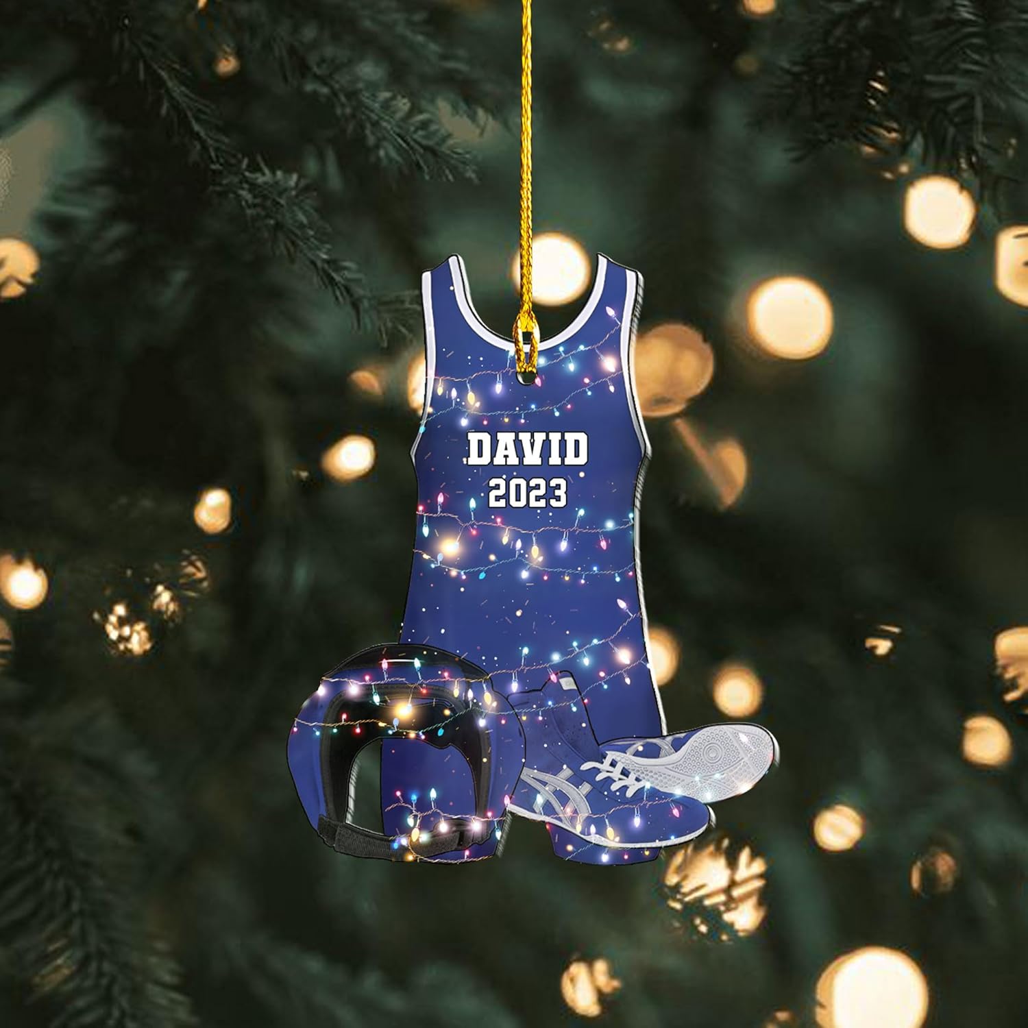 Personalized Wrestling Ornaments, Wrestling Christmas Ornament 2024, Boys Girls Wrestling Gifts Wrestler Christmas Ornaments, Wrestling Coach Gift for Wrestling Player Wrestling Helmet Ornament (W12)