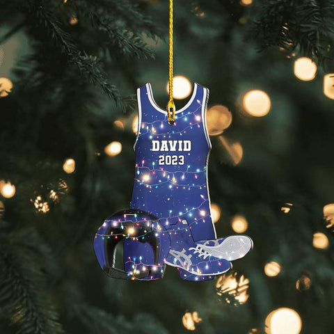 Personalized Wrestling Ornaments, Wrestling Christmas Ornament 2024, Boys Girls Wrestling Gifts Wrestler Christmas Ornaments, Wrestling Coach Gift for Wrestling Player Wrestling Helmet Ornament (W12)