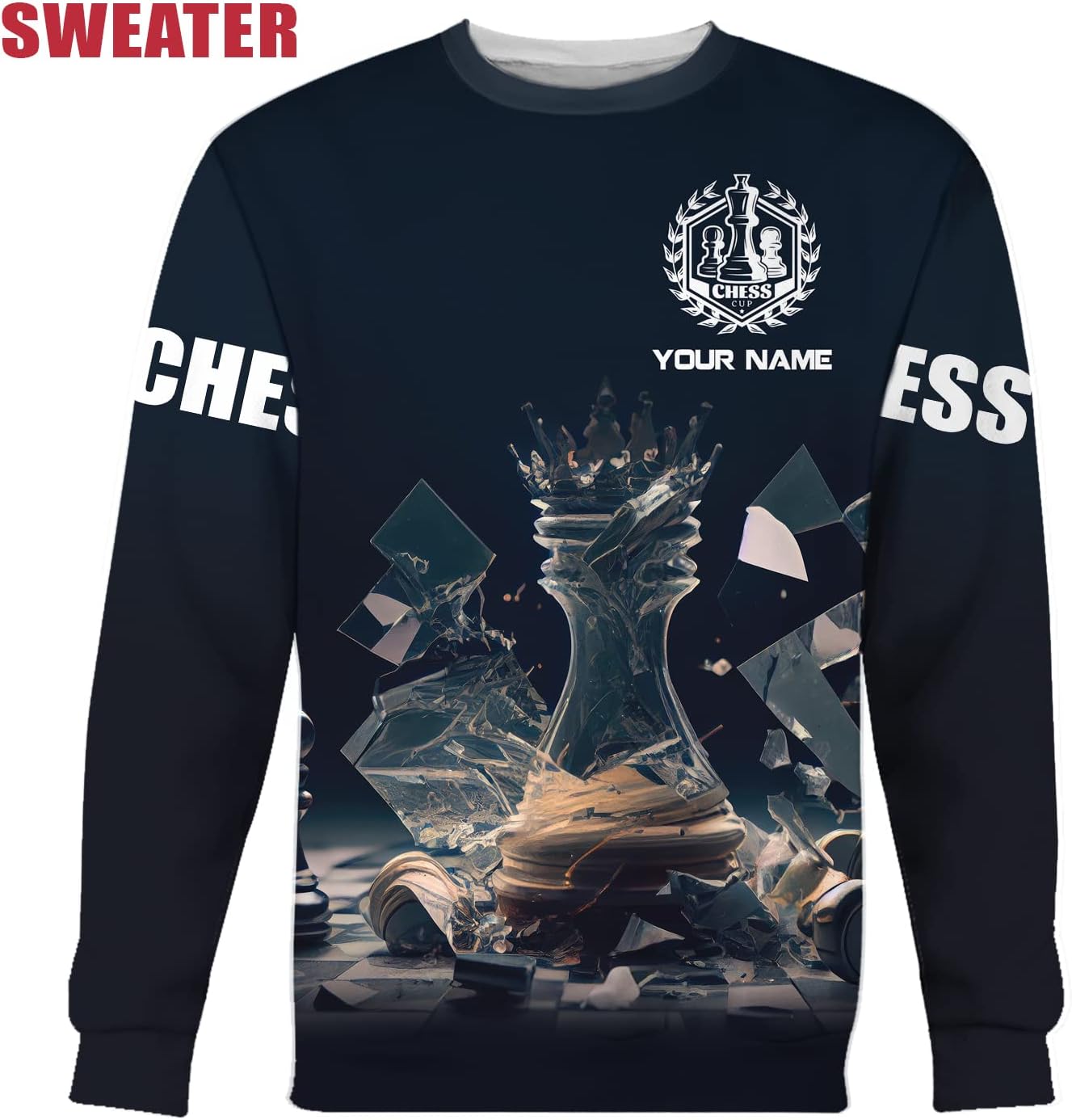 MAPrints Personalized Name Chess 3D Shirt, Custom Name Chess 3D Tshirt Hoodie Sweater for Men, Women, Gifts for Chess Lover