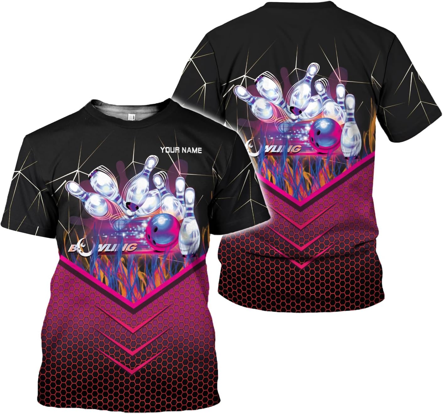 Rivelus Personalized Name Bowling Shirts for Men and Women 3D, Bowling Shirts for Team Bowling, Bowling Shirts Gift