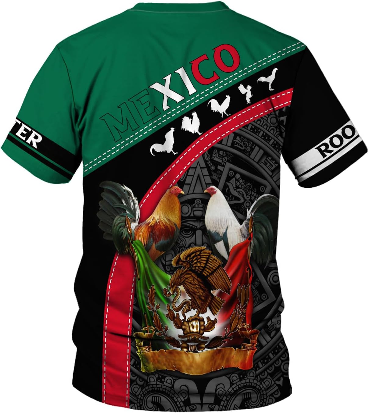 Mostefy Personalized Name Mexican Shirts for Men 3D, Rooster Mexico Shirts for Men, Mexico Shirt Eagle Flag Mexican Eagle New