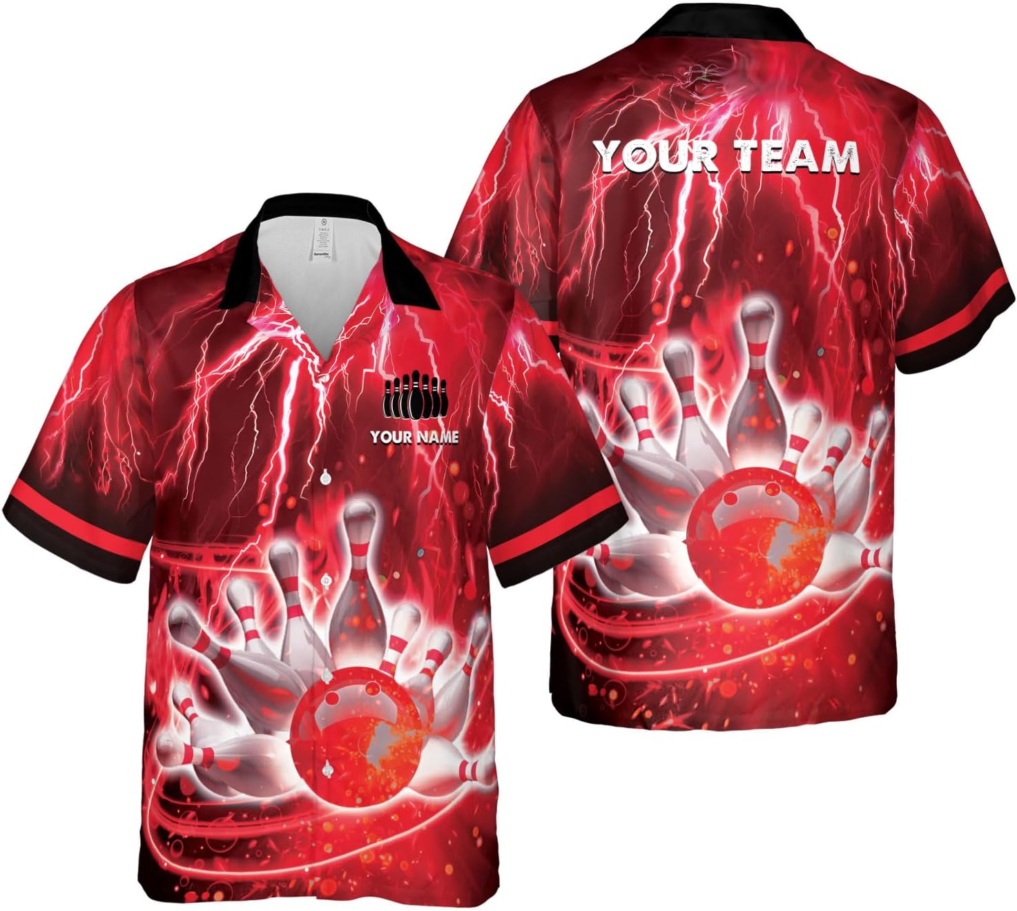 Rivelus Personalized Name Bowling Hawaii Shirts for Men and Women 3D, Bowling Shirts for Team Bowling, Bowling Shirts Gift
