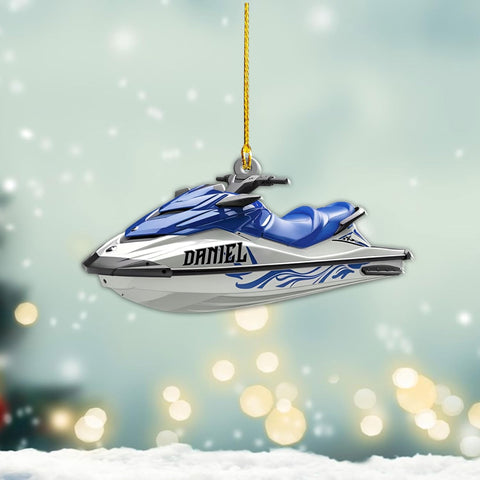 AOVL Custom Jet Ski Ornaments 2024 Jet Boat Ski Christmas Ornament Skiing Jet Boat Christmas Tree Ornament Gift for Watercraft Lovers Speed Boat Ornaments (JK4)