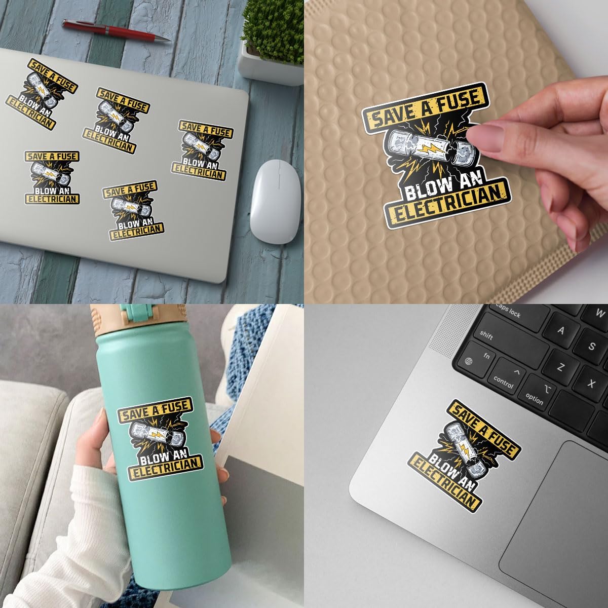 3Pcs Save A Fuse Blow an Electrician Sticker Handyman Fixologist Electricity Lineman Bumper Stickers Gift Save A Fuse Blow an Electricians Decal for Laptop Bottle Phone Car Hard Hat 3"x3"