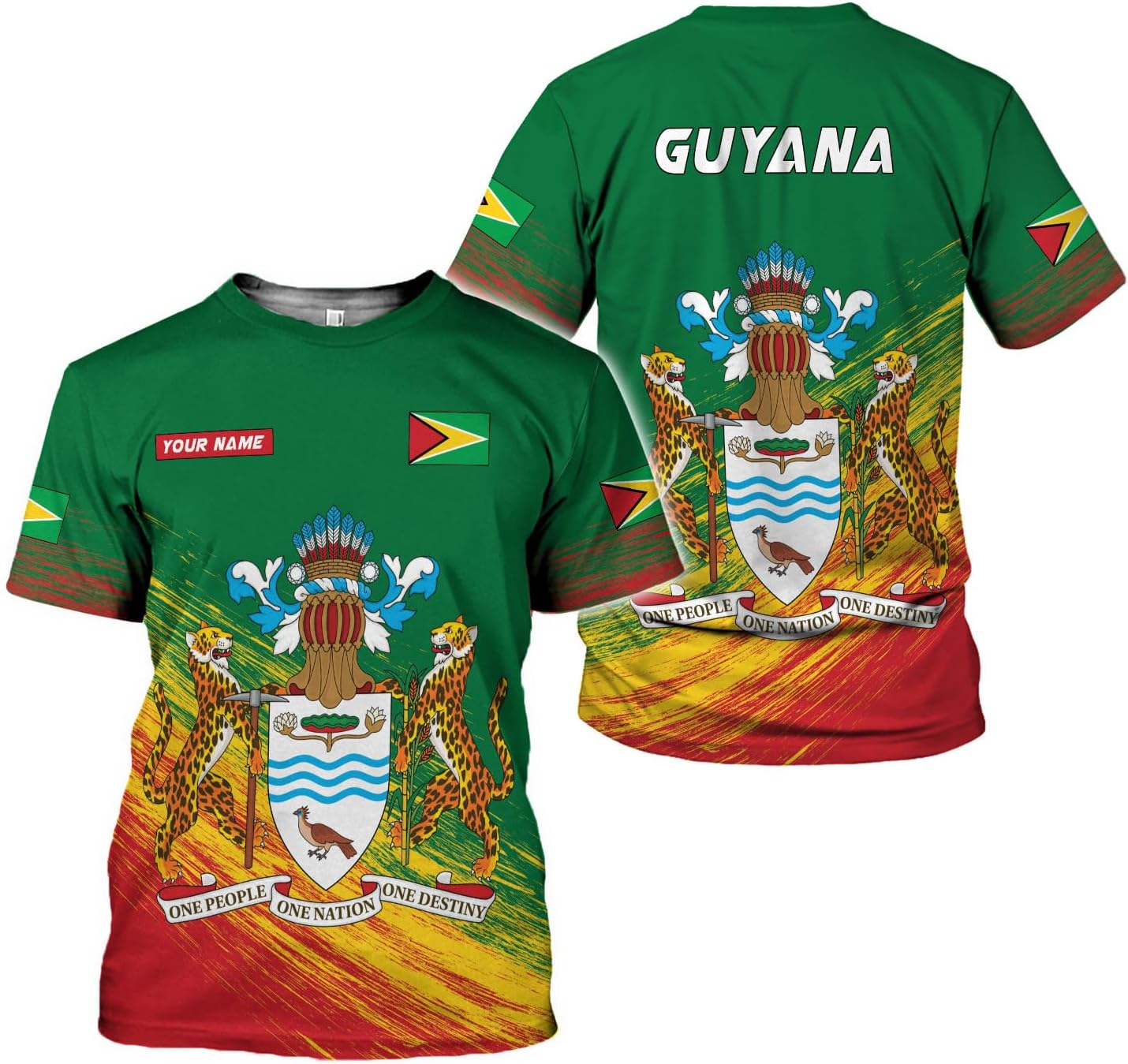 MoonArt Personalized Guyana Shirts - Guyanese Coat of Arms Flag 3D