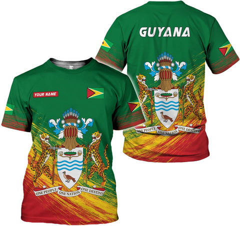 MoonArt Personalized Guyana Shirts - Guyanese Coat of Arms Flag 3D
