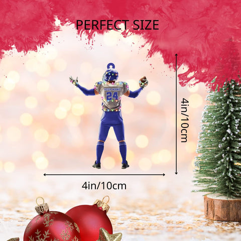 Piratify Personalized Name Football Ornaments 2024, Customized Football Christmas Ornaments Wood, Acrylic Ornament Christmas Tree Hanging Ornament Pine Tree Decorations for Football Team