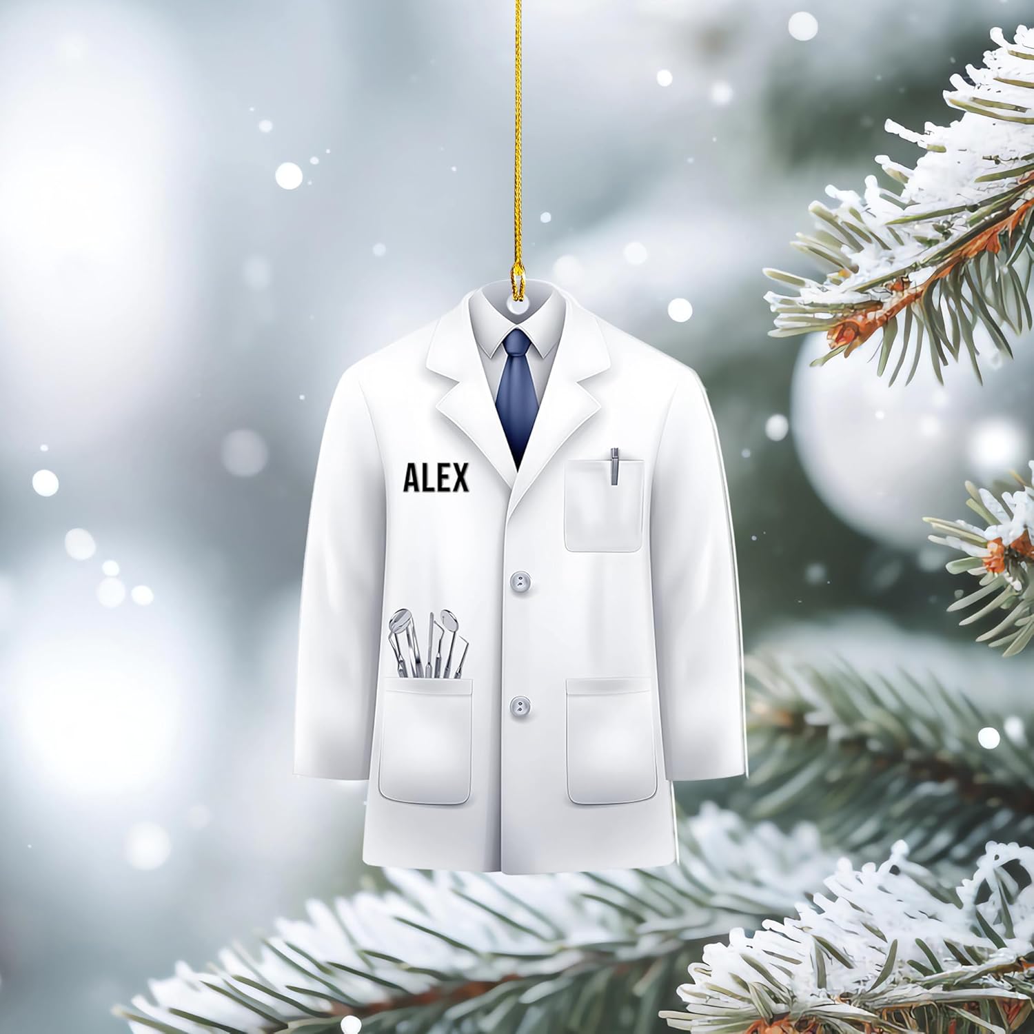 Personalized Dentist Christmas Ornament, Santa's Favorite Dentist Ornament, Doctor or Dental Hygienist Assistant Keepsake Gift, Teeth Ornament (Acrylic, Style 1)