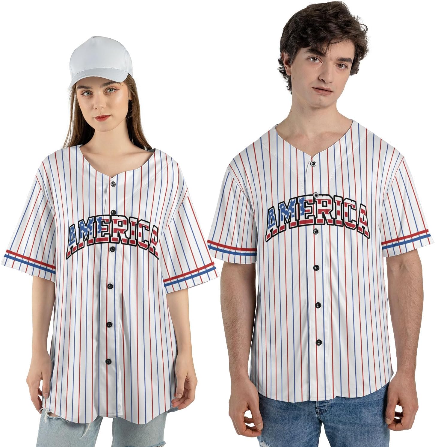 Custom Men American Flag Jersey Men's America Baseball Jerseys Patriotic Jerseys 4th of July Shirts USA Flag America Gifts