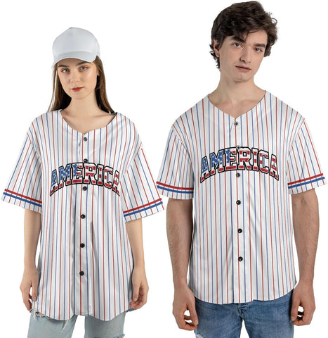 Custom Men American Flag Jersey Men's America Baseball Jerseys Patriotic Jerseys 4th of July Shirts USA Flag America Gifts