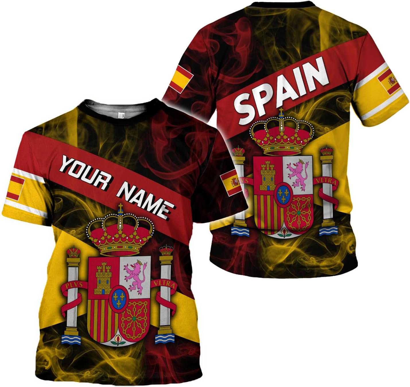 Ligthuy Personalized Name Spain Shirt 3D, Custom Spainish Shirt Flag for Men and Women, Italia Shirt Soccer Unisex Size
