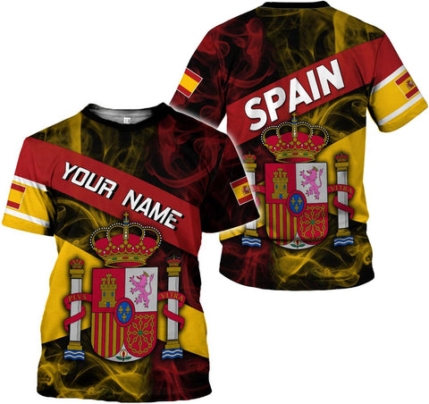 Ligthuy Personalized Name Spain Shirt 3D, Custom Spainish Shirt Flag for Men and Women, Italia Shirt Soccer Unisex Size
