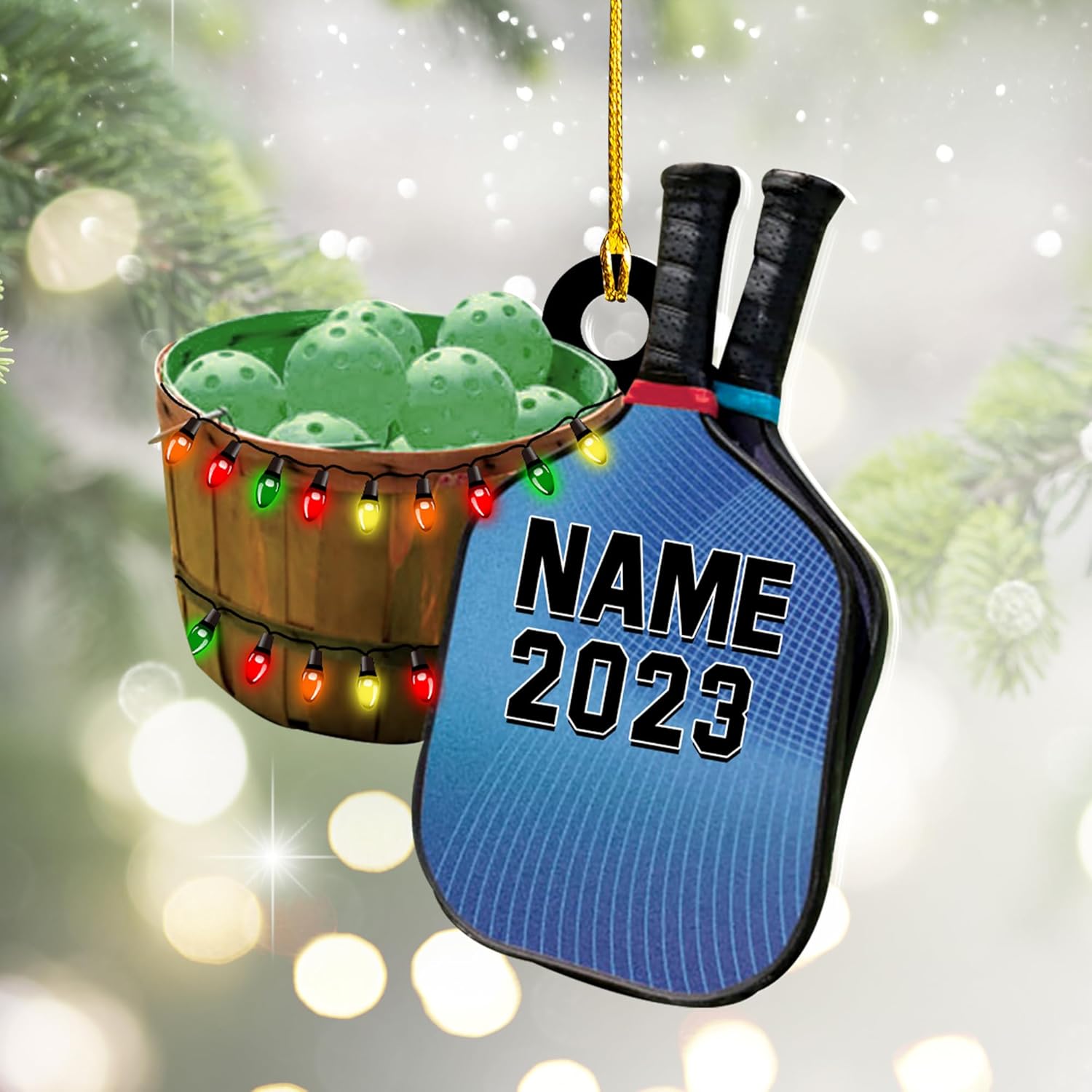 mostprints Personalized Pickleball Ornament 2023, Pickleball Paddles, Pickle Baller Sport Gifts Pickleball Ornament Christmas Tree Pickleball Decorations for Pickleball Lovers (PB1)