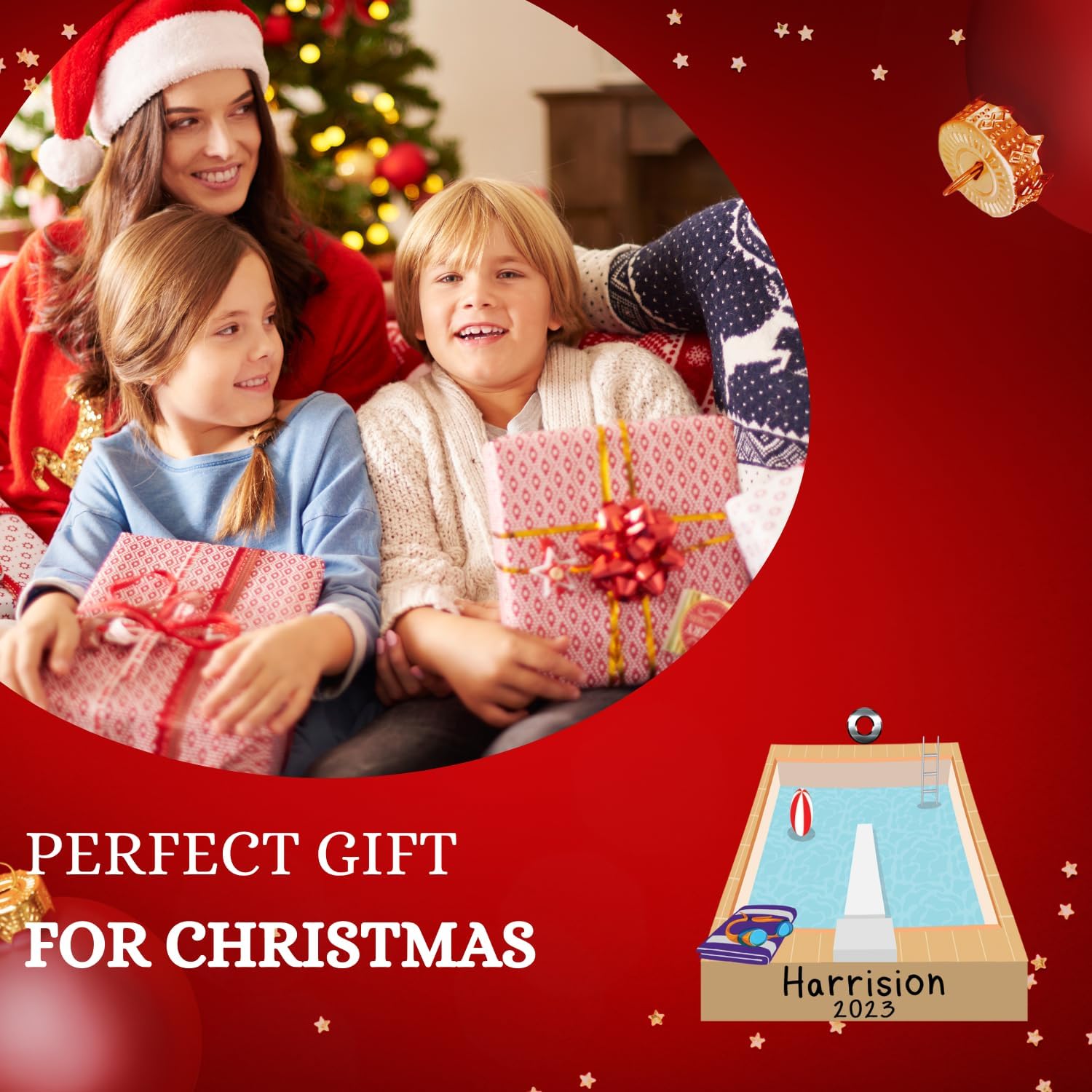 Suseaz Swimming Swimmer Ornament, Personalized Swimming Xmas Ornament Gifts for Men Women Swimmer, Custom Name Swimming Player Ornament, Swimmer Lover Ornament (Style 4)